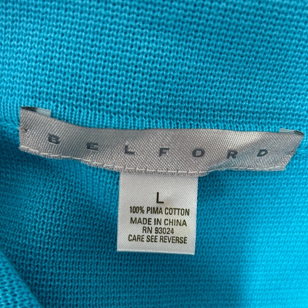 NWT 250.00 Belford 100% Pima Cotton turquoise jacket size large - Picture 3 of 7